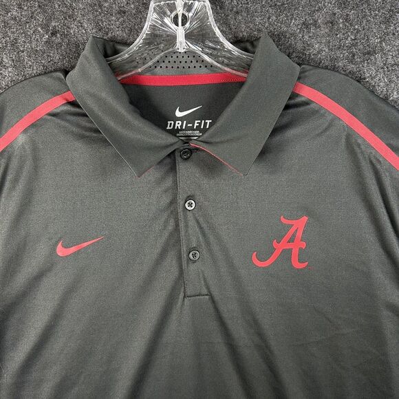 Nike Alabama Crimson Tide Polo Shirt Men’s Extra Large Gray Dri-Fit Team Issued - Picture 2 of 10